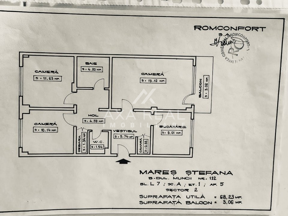 Bd. Basarabia 3 cam,decomandat,etaj 1,bloc reabilitat,an 1983